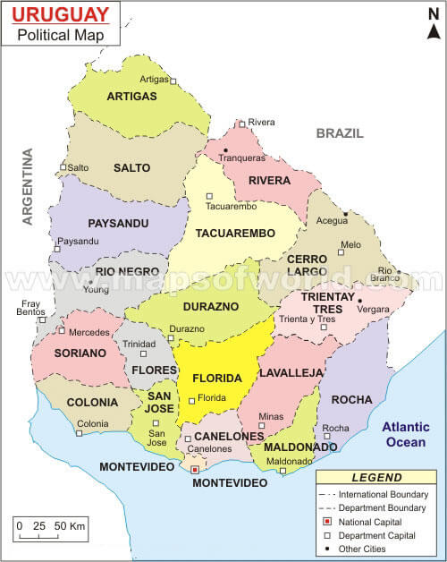 Uruguay politisch Map